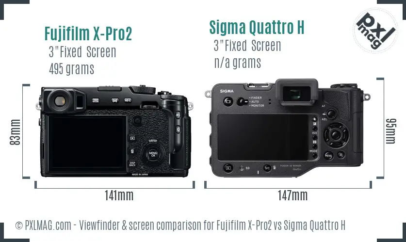 Fujifilm X-Pro2 vs Sigma Quattro H Screen and Viewfinder comparison