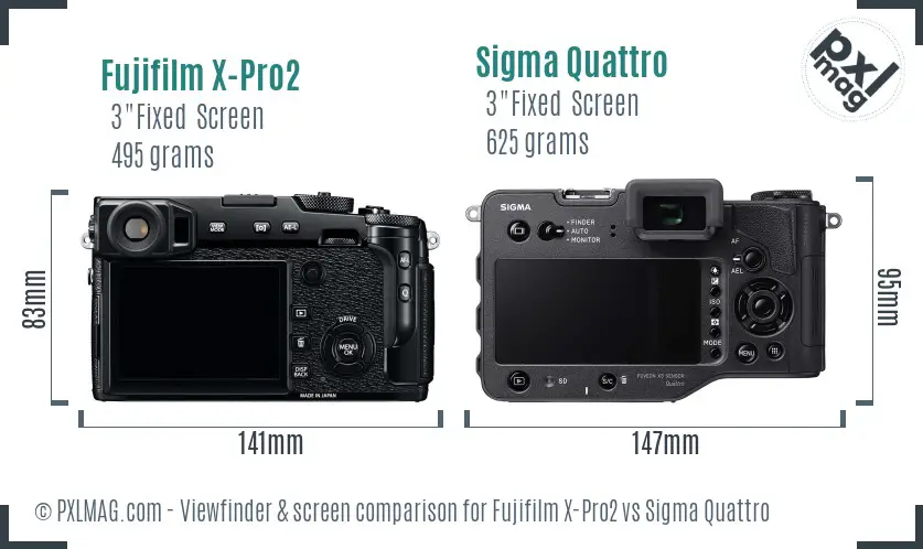 Fujifilm X-Pro2 vs Sigma Quattro Screen and Viewfinder comparison