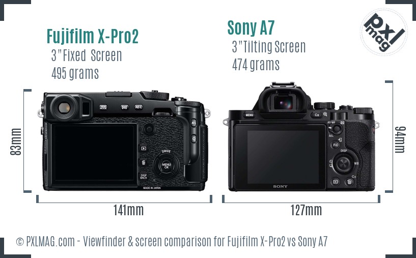 Fujifilm X-Pro2 vs Sony A7 Screen and Viewfinder comparison