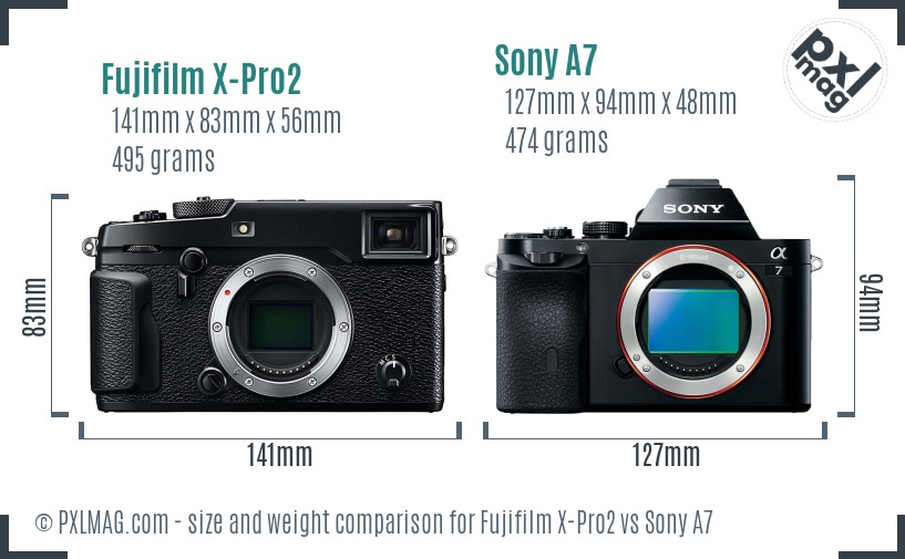 Fujifilm X-Pro2 vs Sony A7 size comparison Fujifilm X-Pro2 vs Sony A7 size comparison