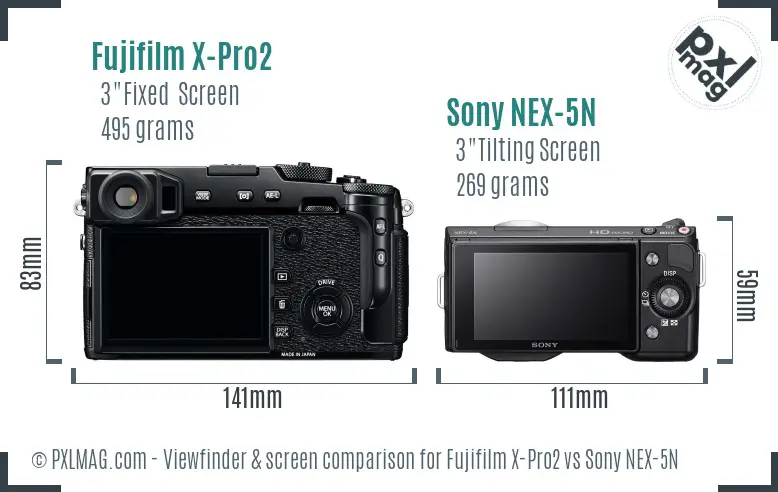 Fujifilm X-Pro2 vs Sony NEX-5N Screen and Viewfinder comparison