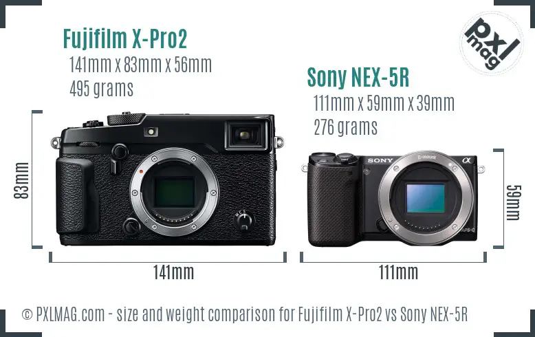 Fujifilm X-Pro2 vs Sony NEX-5R size comparison
