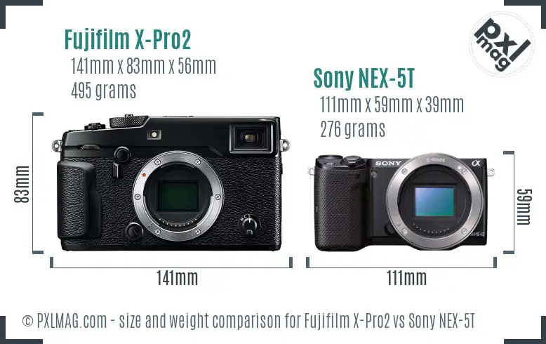 Fujifilm X-Pro2 vs Sony NEX-5T size comparison