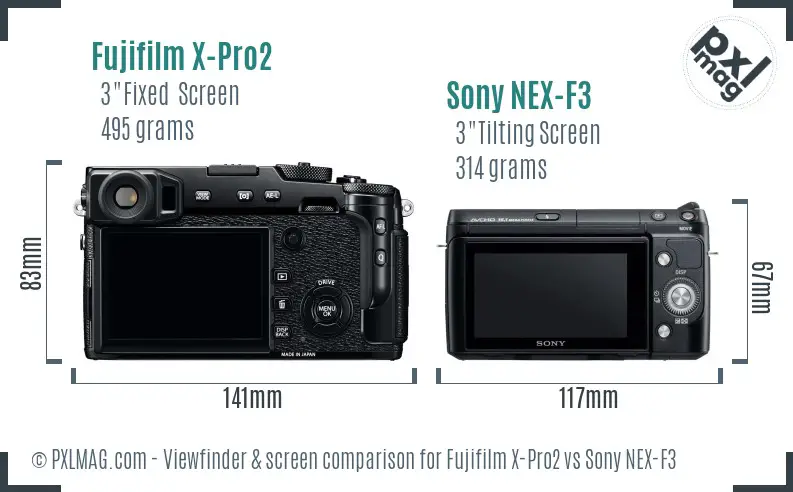 Fujifilm X-Pro2 vs Sony NEX-F3 Screen and Viewfinder comparison Fujifilm X-Pro2 vs Sony NEX-F3 Screen and Viewfinder comparison