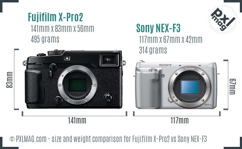 Fujifilm X-Pro2 vs Sony NEX-F3 size comparison Fujifilm X-Pro2 vs Sony NEX-F3 size comparison