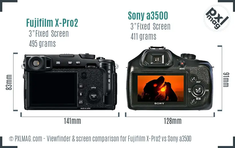 Fujifilm X-Pro2 vs Sony a3500 Screen and Viewfinder comparison Fujifilm X-Pro2 vs Sony a3500 Screen and Viewfinder comparison