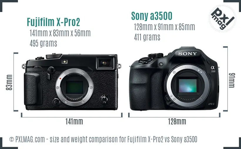 Fujifilm X-Pro2 vs Sony a3500 size comparison Fujifilm X-Pro2 vs Sony a3500 size comparison