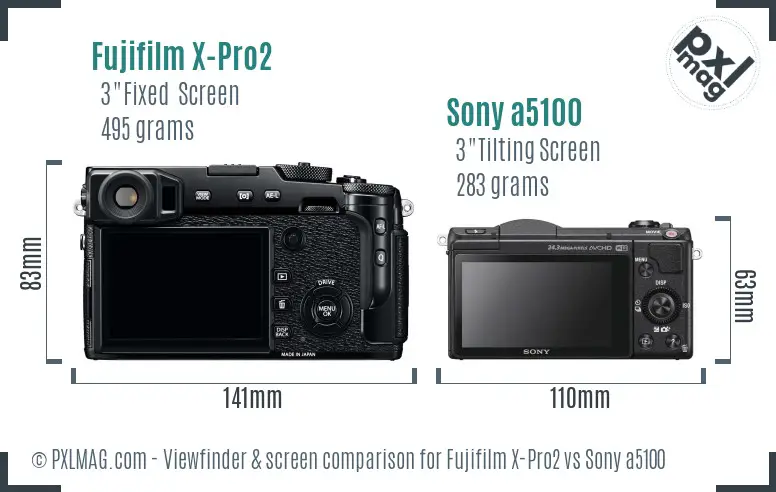 Fujifilm X-Pro2 vs Sony a5100 Screen and Viewfinder comparison
