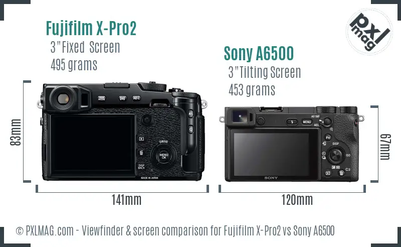Fujifilm X-Pro2 vs Sony A6500 Screen and Viewfinder comparison