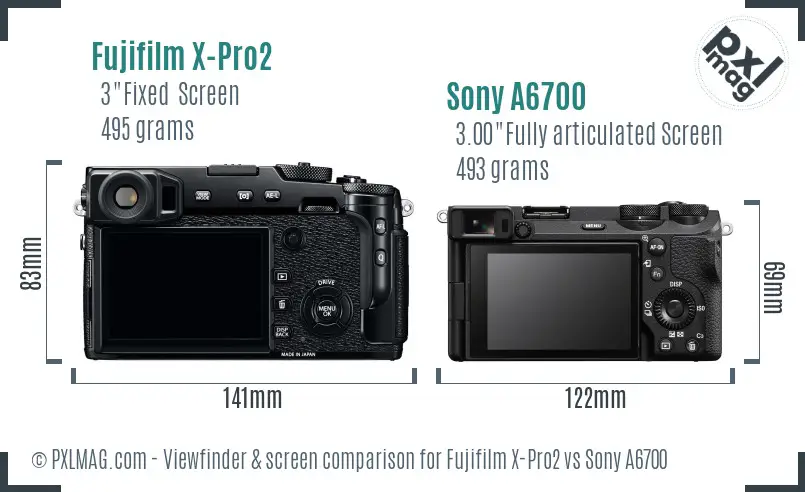 Fujifilm X-Pro2 vs Sony A6700 Screen and Viewfinder comparison