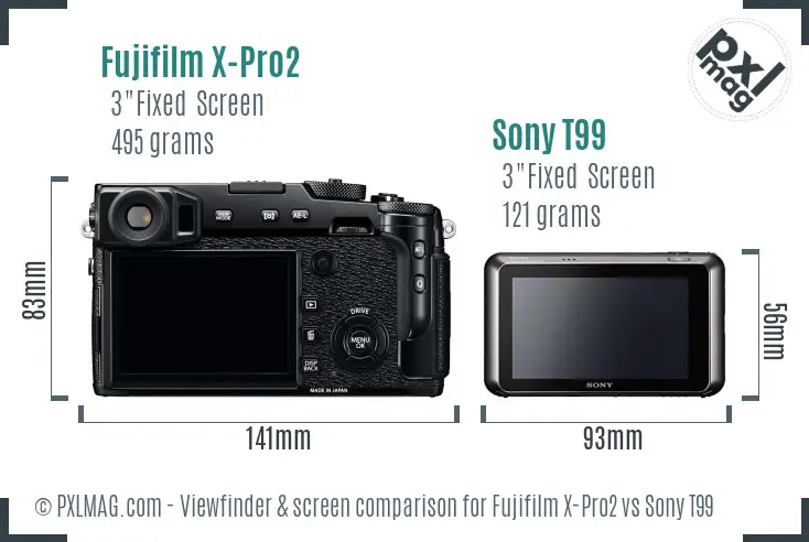 Fujifilm X-Pro2 vs Sony T99 Screen and Viewfinder comparison
