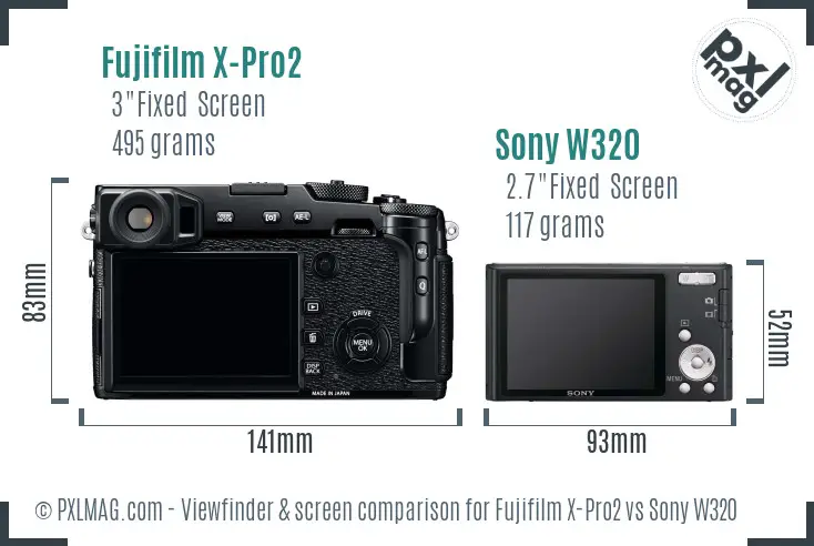 Fujifilm X-Pro2 vs Sony W320 Screen and Viewfinder comparison