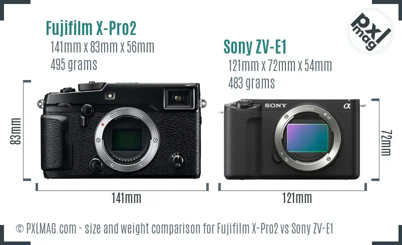 Fujifilm X-Pro2 vs Sony ZV-E1 size comparison Fujifilm X-Pro2 vs Sony ZV-E1 size comparison