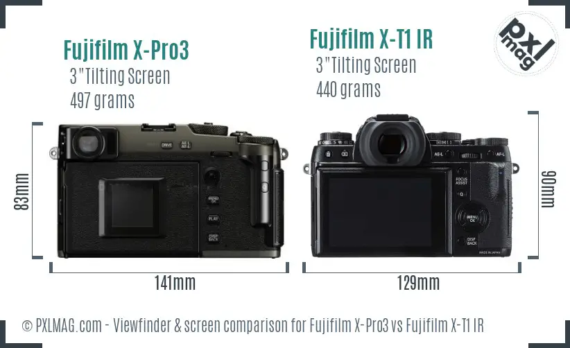Fujifilm X-Pro3 vs Fujifilm X-T1 IR Screen and Viewfinder comparison