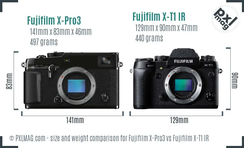 Fujifilm X-Pro3 vs Fujifilm X-T1 IR size comparison
