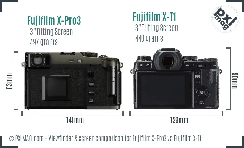 Fujifilm X-Pro3 vs Fujifilm X-T1 Screen and Viewfinder comparison