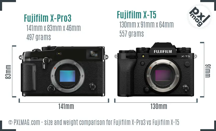Fujifilm X-Pro3 vs Fujifilm X-T5 size comparison