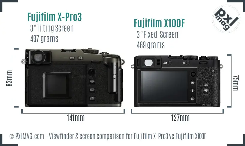 Fujifilm X-Pro3 vs Fujifilm X100F Screen and Viewfinder comparison Fujifilm X-Pro3 vs Fujifilm X100F Screen and Viewfinder comparison