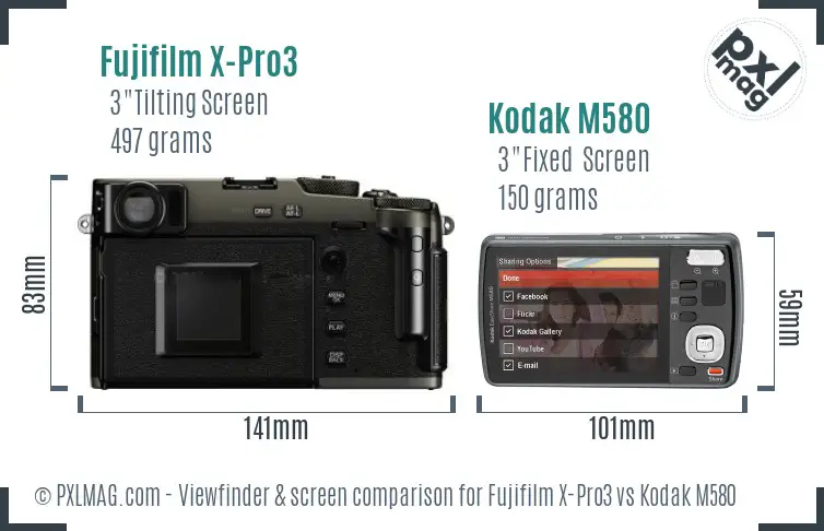 Fujifilm X-Pro3 vs Kodak M580 Screen and Viewfinder comparison
