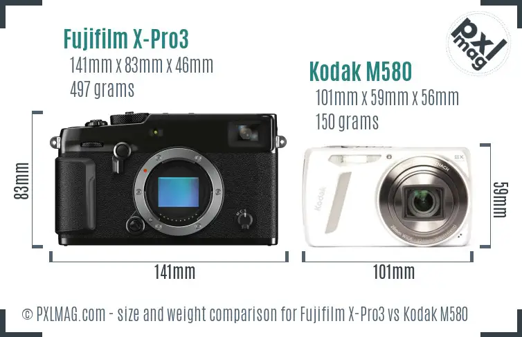 Fujifilm X-Pro3 vs Kodak M580 size comparison