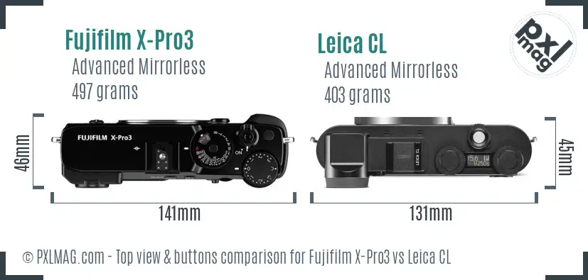 Fujifilm X-Pro3 vs Leica CL top view buttons comparison