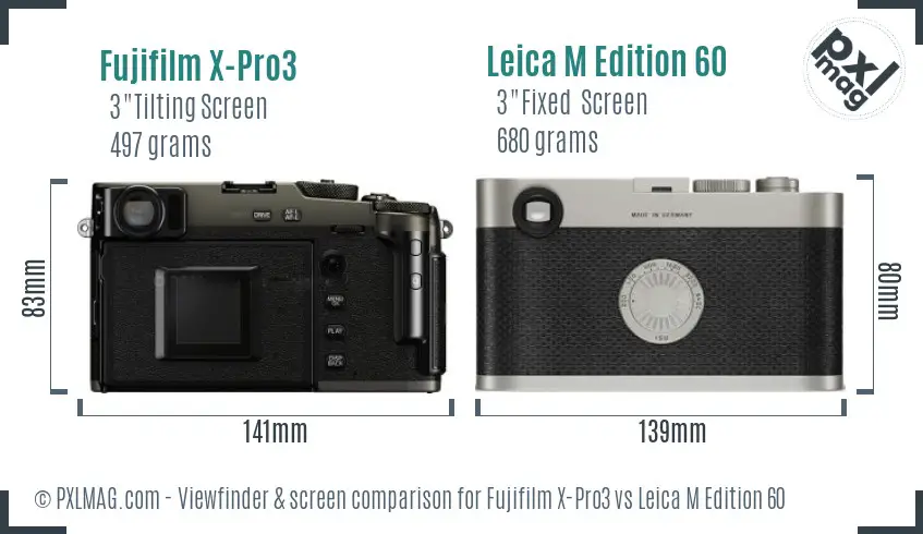 Fujifilm X-Pro3 vs Leica M Edition 60 Screen and Viewfinder comparison