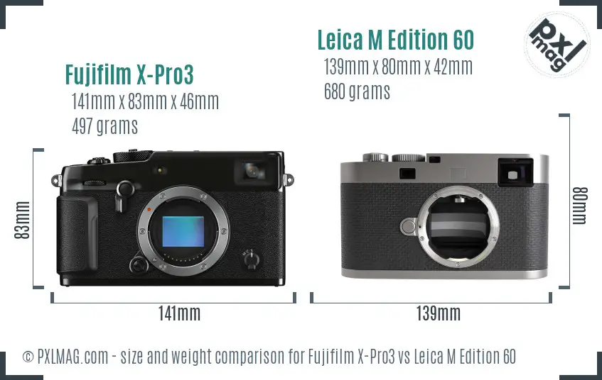 Fujifilm X-Pro3 vs Leica M Edition 60 size comparison