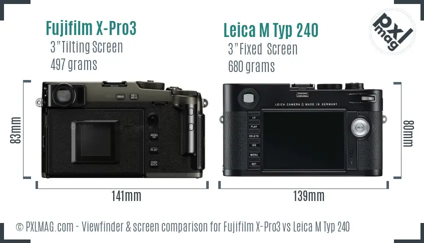 Fujifilm X-Pro3 vs Leica M Typ 240 Screen and Viewfinder comparison