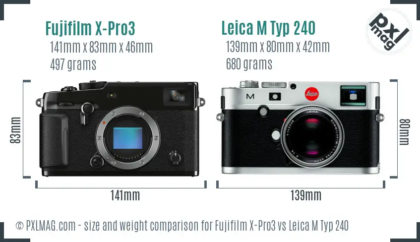 Fujifilm X-Pro3 vs Leica M Typ 240 size comparison