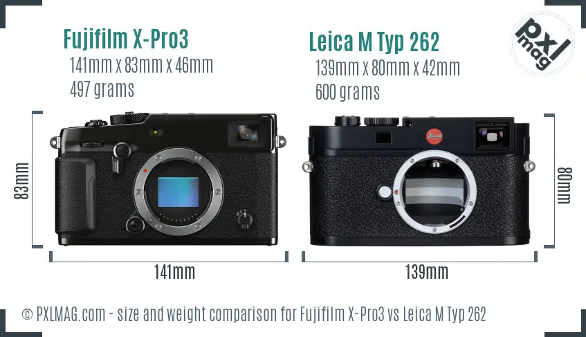 Fujifilm X-Pro3 vs Leica M Typ 262 size comparison Fujifilm X-Pro3 vs Leica M Typ 262 size comparison