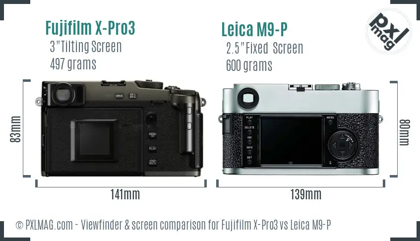 Fujifilm X-Pro3 vs Leica M9-P Screen and Viewfinder comparison