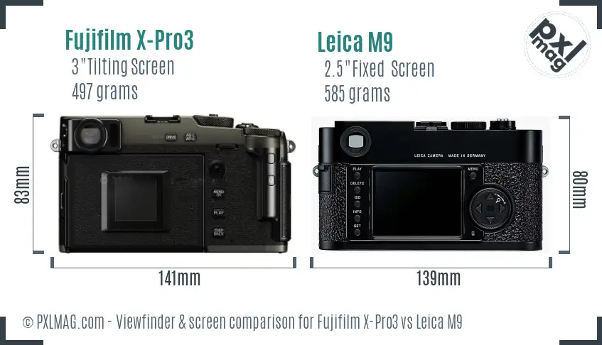 Fujifilm X-Pro3 vs Leica M9 Screen and Viewfinder comparison