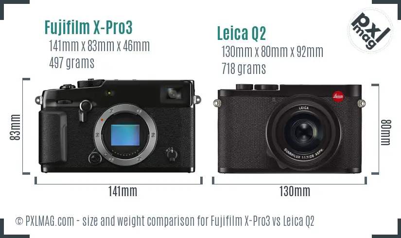 Fujifilm X-Pro3 vs Leica Q2 size comparison Fujifilm X-Pro3 vs Leica Q2 size comparison