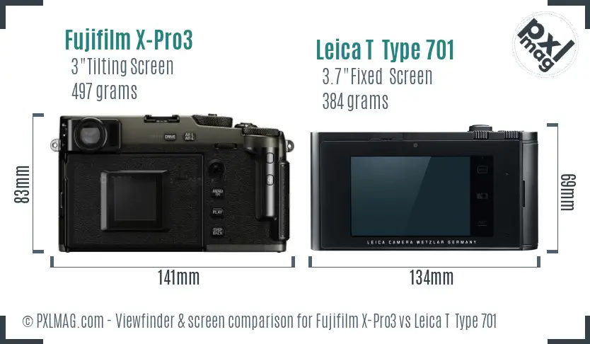 Fujifilm X-Pro3 vs Leica T  Type 701 Screen and Viewfinder comparison