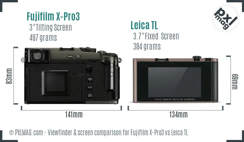 Fujifilm X-Pro3 vs Leica TL Screen and Viewfinder comparison