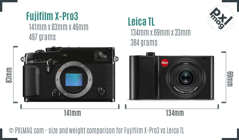 Fujifilm X-Pro3 vs Leica TL size comparison