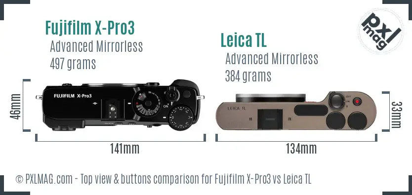 Fujifilm X-Pro3 vs Leica TL top view buttons comparison