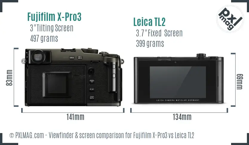 Fujifilm X-Pro3 vs Leica TL2 Screen and Viewfinder comparison