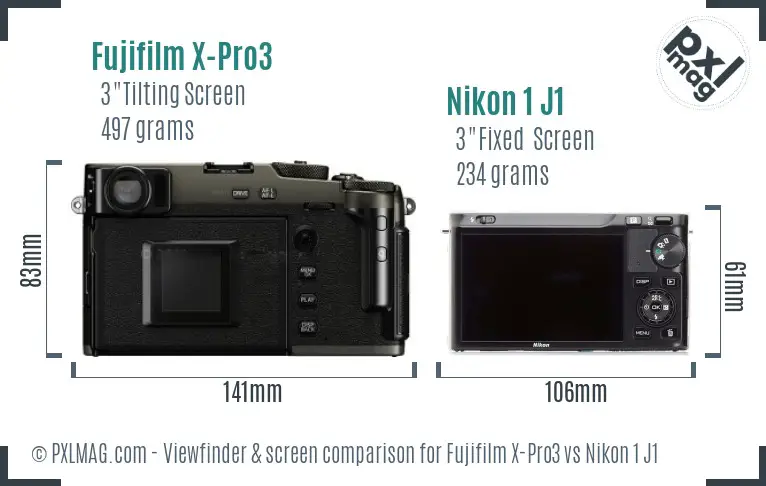 Fujifilm X-Pro3 vs Nikon 1 J1 Screen and Viewfinder comparison
