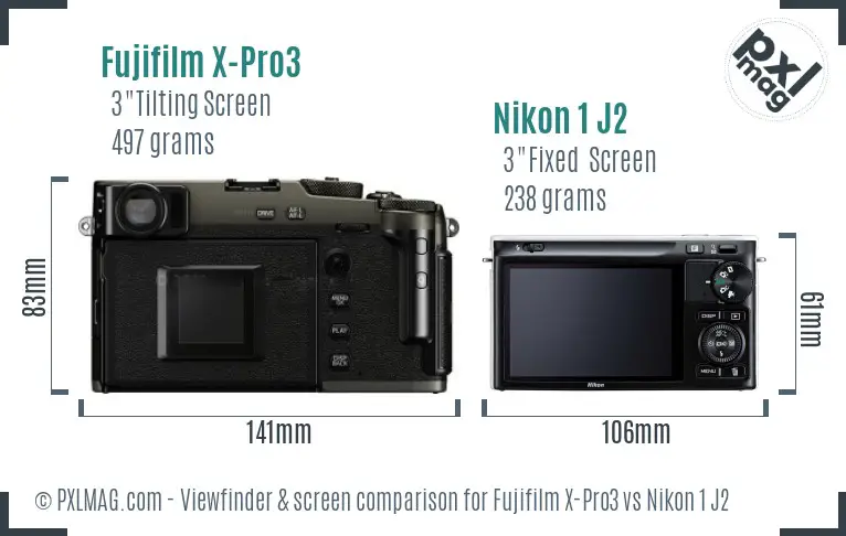 Fujifilm X-Pro3 vs Nikon 1 J2 Screen and Viewfinder comparison