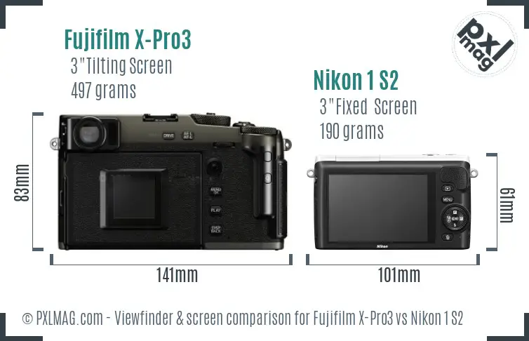 Fujifilm X-Pro3 vs Nikon 1 S2 Screen and Viewfinder comparison