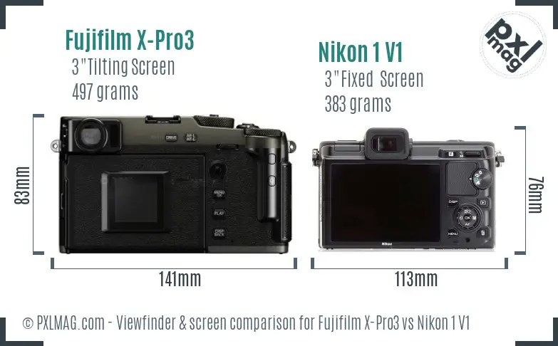 Fujifilm X-Pro3 vs Nikon 1 V1 Screen and Viewfinder comparison
