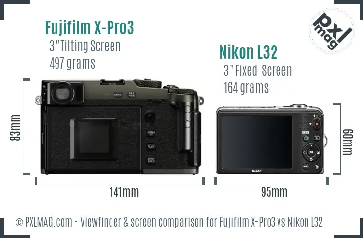 Fujifilm X-Pro3 vs Nikon L32 Screen and Viewfinder comparison