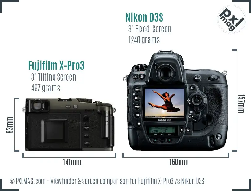 Fujifilm X-Pro3 vs Nikon D3S Screen and Viewfinder comparison