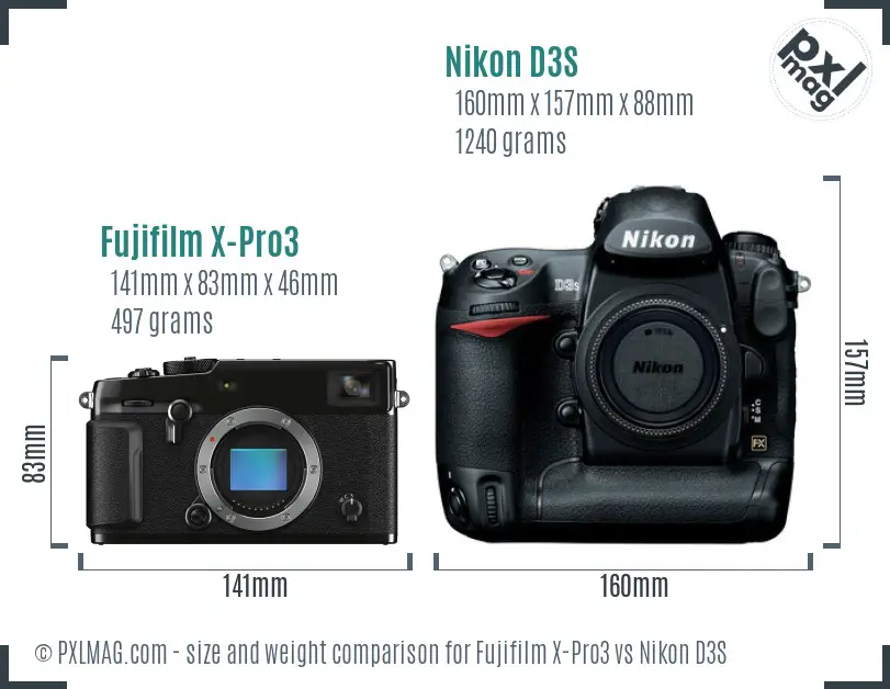 Fujifilm X-Pro3 vs Nikon D3S size comparison