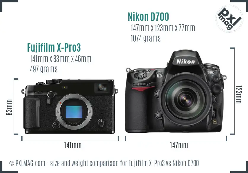 Fujifilm X-Pro3 vs Nikon D700 size comparison Fujifilm X-Pro3 vs Nikon D700 size comparison