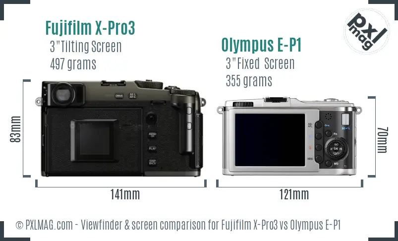 Fujifilm X-Pro3 vs Olympus E-P1 Screen and Viewfinder comparison