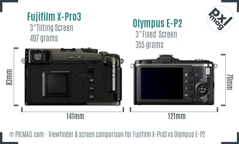 Fujifilm X-Pro3 vs Olympus E-P2 Screen and Viewfinder comparison