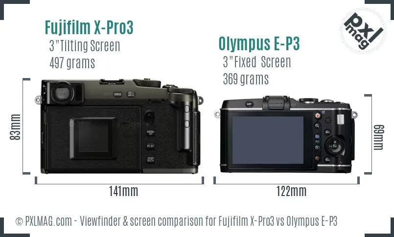 Fujifilm X-Pro3 vs Olympus E-P3 Screen and Viewfinder comparison Fujifilm X-Pro3 vs Olympus E-P3 Screen and Viewfinder comparison