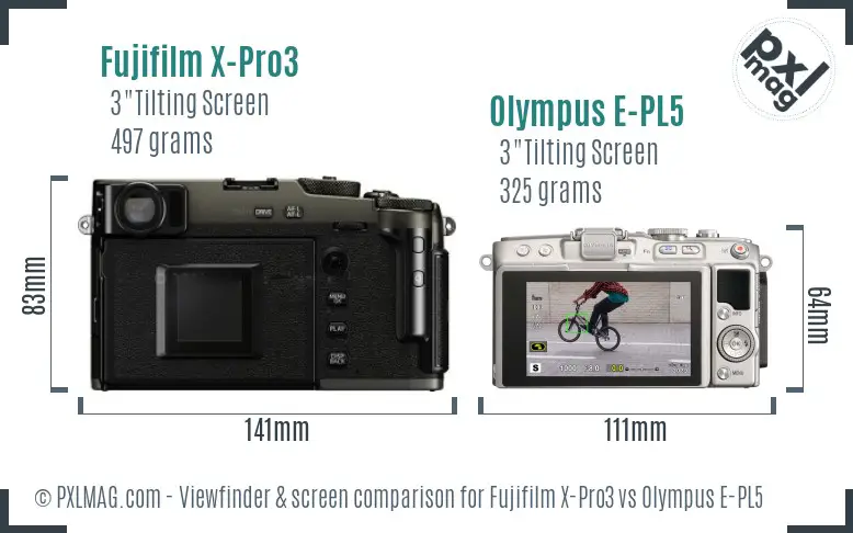 Fujifilm X-Pro3 vs Olympus E-PL5 Screen and Viewfinder comparison